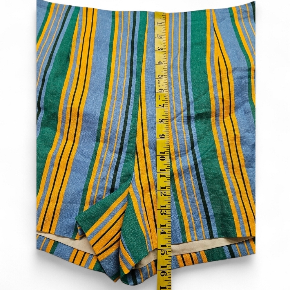 Staud Oscar Striped Linen Shorts In Blue And Orange Ibiza Stripe Size 16 NWT - Picture 12 of 14